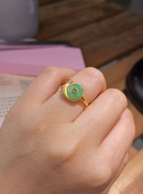 平安扣镶嵌翡翠a货925冰糯种原创