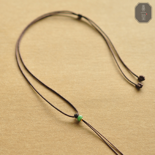 文艺风a货翡翠玉器可调节挂绳