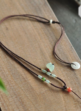 「萌物」1.8mm冰种翡翠A货生肖小猪 黄金玉器毛衣链项链挂绳SS110