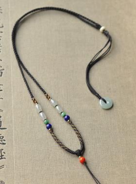 秦皇翡翠纯天然玉石挂绳编织