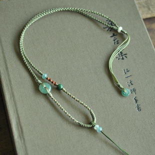 空见2mm油绿翡翠平安扣森系纯手工编织天然A货高档精品挂绳SS211