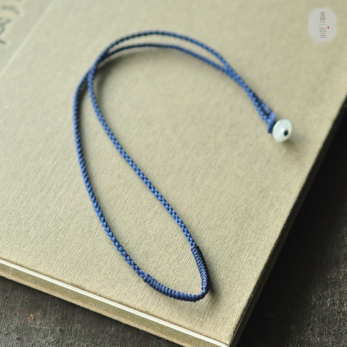 「一缕冷香」2mm 纤细 黄金扣路路通翡翠玉器纯手工开口挂绳SS127
