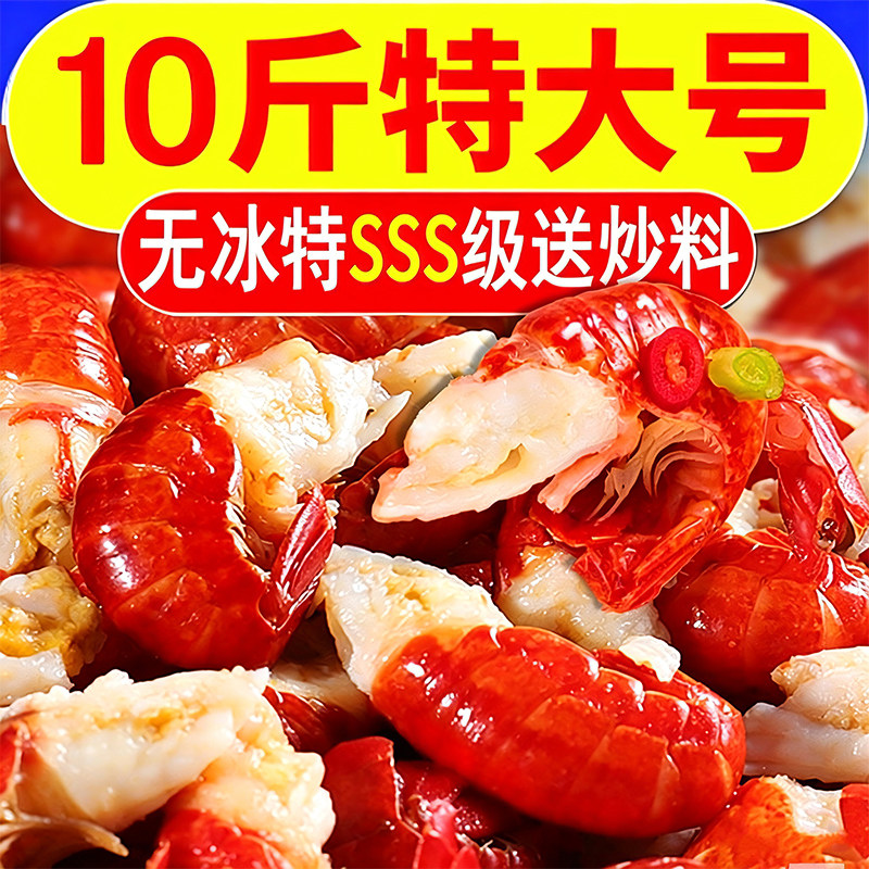 龙虾尾无冰衣冷冻特级大号鲜冻鲜活麻辣小龙虾尾生鲜虾球10斤整箱