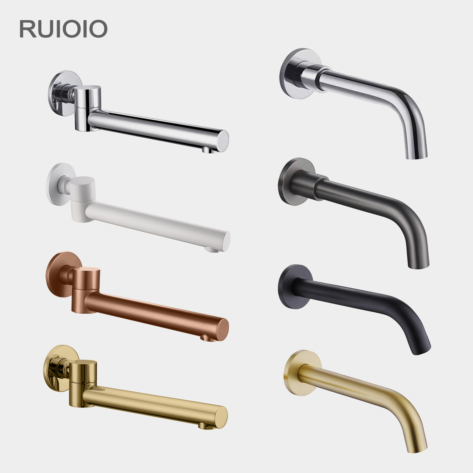 全铜入墙式面盆龙头出水嘴可旋转暗装淋浴花洒配件下出水摇摆咀