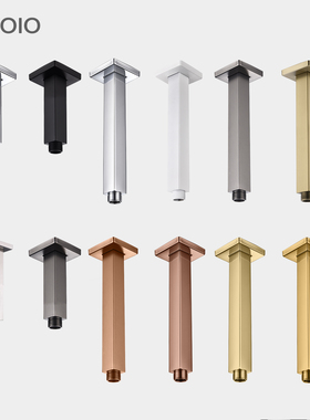 全铜暗装入墙式花洒配件连接杆淋浴管顶喷正方管吊顶杆20MM枪灰色