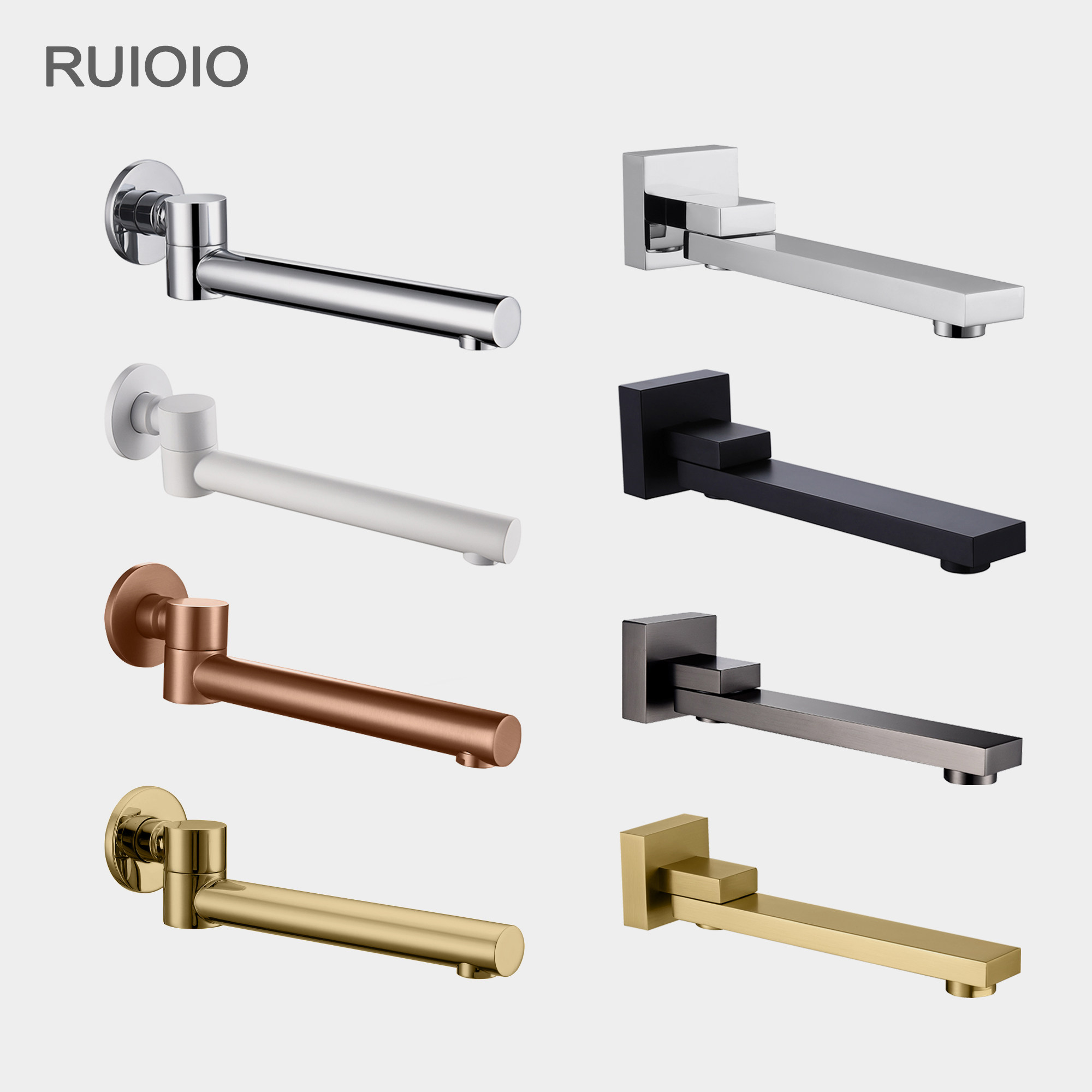 全铜可旋转出水咀龙头暗装淋浴花洒面盆龙头入墙龙头出水嘴玫瑰金