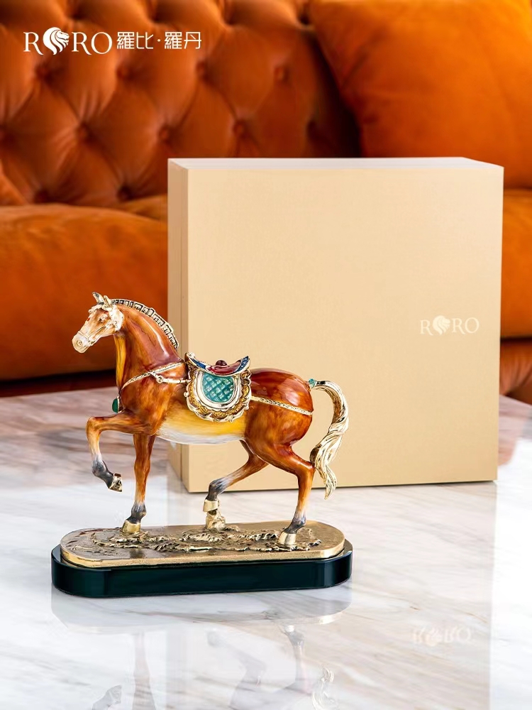 骏马摆件开业礼品新中式马到功成礼盒办公室桌面摆件宽8高20cm