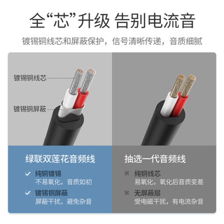 绿联 AV116音频线音响线一分二连接线3.5mm转双莲花插头rca手机线