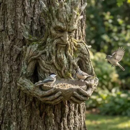 跨境新款Bigfoot Bird Feeder大脚怪树脂喂鸟器投食花园庭院装饰