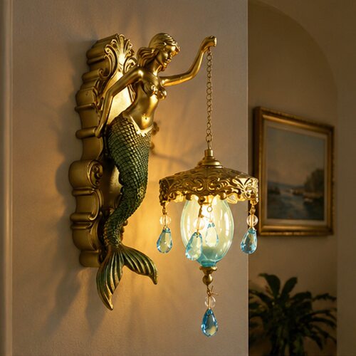 跨境新品Mermaid Wall Lamp创意航海波希米亚海洋美人鱼艺术壁灯
