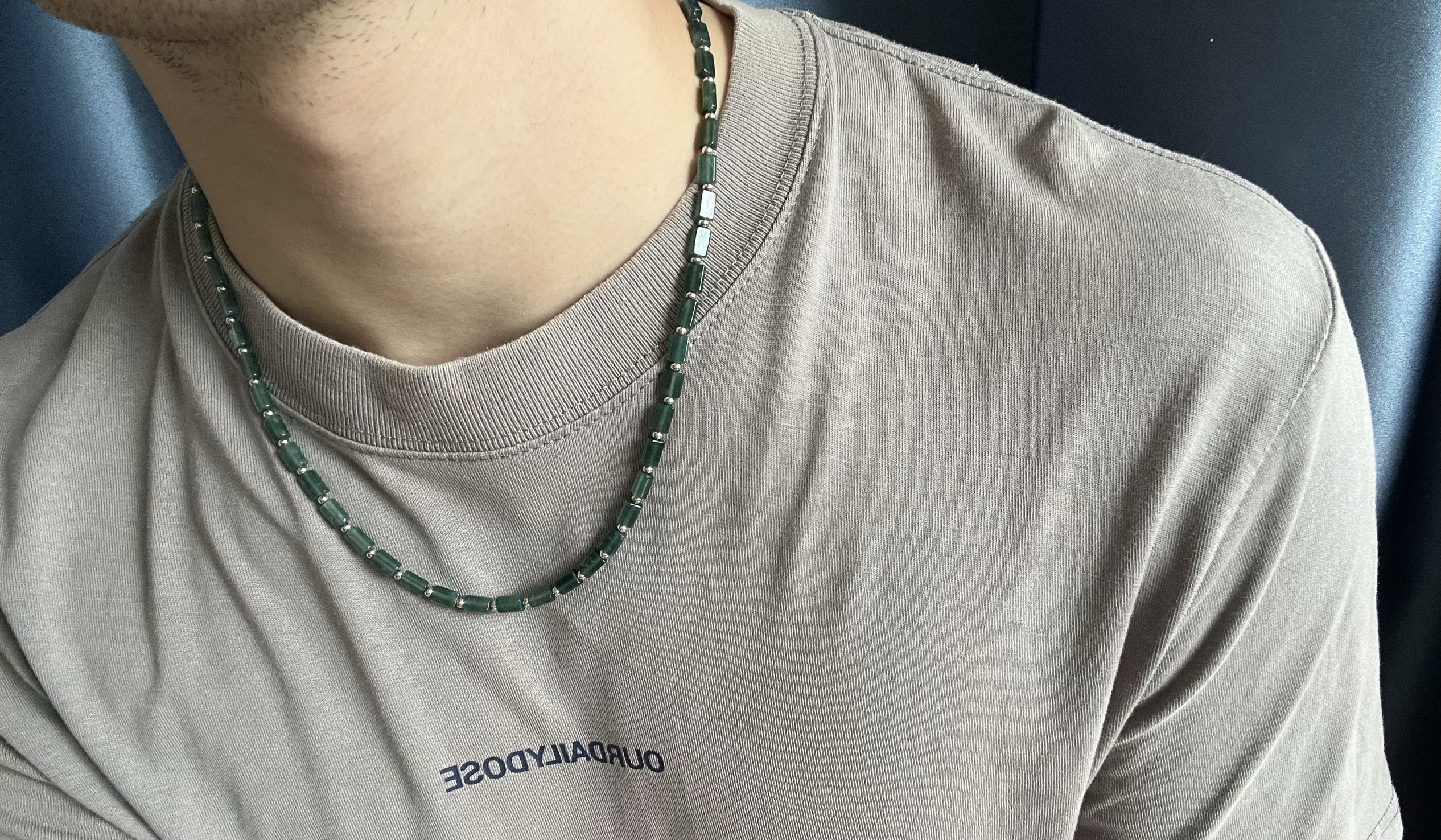 天然A货翡翠小方牌项链男生礼物百搭简约潮流