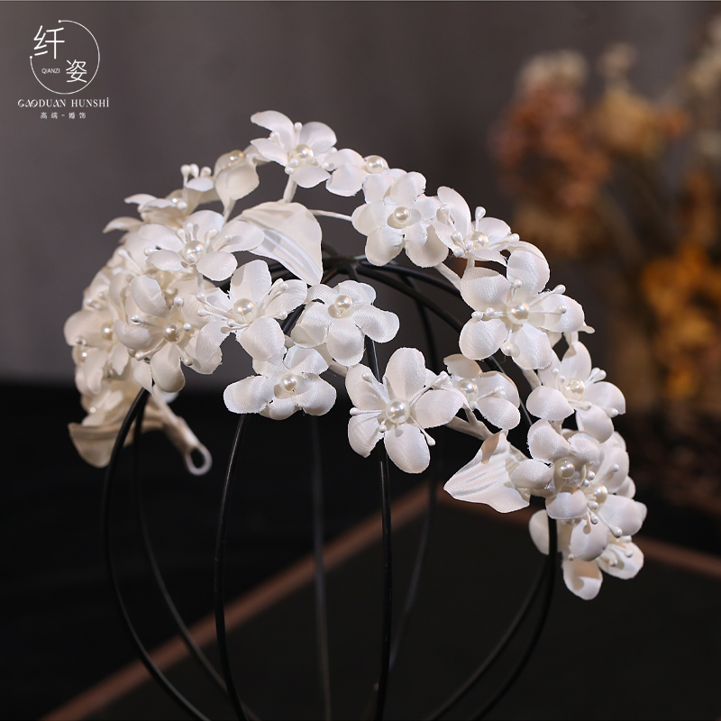白色花朵发箍新娘结婚头饰