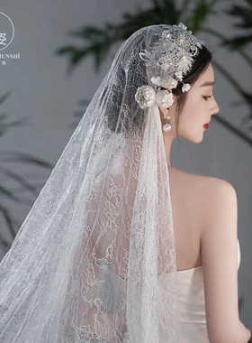 复古民国风蕾丝头纱新娘结婚头饰