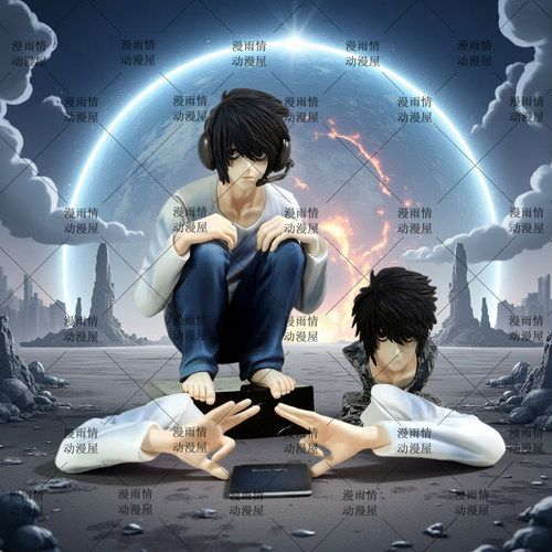 死亡笔记动漫周边桌面机箱装饰摆件蹲姿L双头双手GK手办潮玩礼物