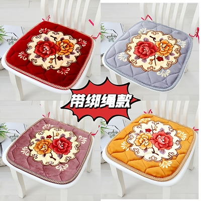 加厚毛绒坐垫餐厅椅子垫饭店凳子垫餐桌椅垫绑绳款办公室椅子垫