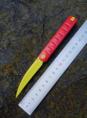 新款尖嘴鱼限量版M390粉末钢钛合金柄彩色折叠小刀户外BC野营工具