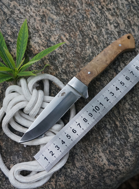 户外BushCraft 野营高硬度一体龙骨便携生存小直刀440C不锈钢开刃