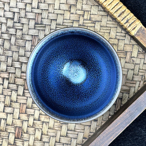 蓝麒麟建盏束口主人杯家用茶杯