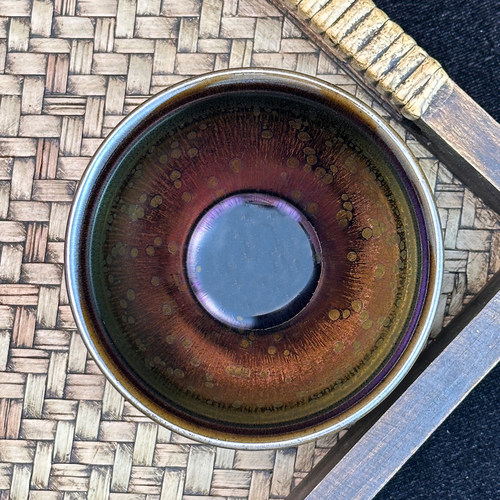 七彩束口建盏曜变主人杯耀变茶杯