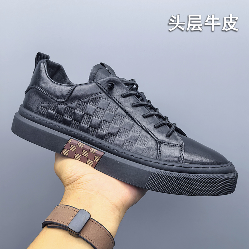 板鞋男2025春季新款头层牛皮男鞋韩版潮流百搭懒人一脚蹬休闲皮鞋