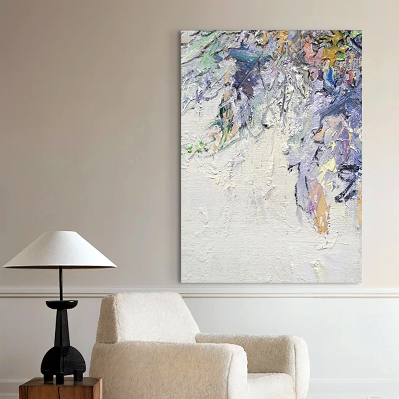 手绘油画个性繁华花卉印象画大芬村现代极简书房装饰画客厅肌理画图片