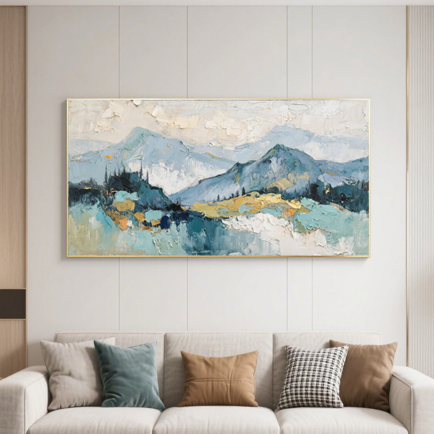 可班纯手绘油画厚涂山水装饰画作