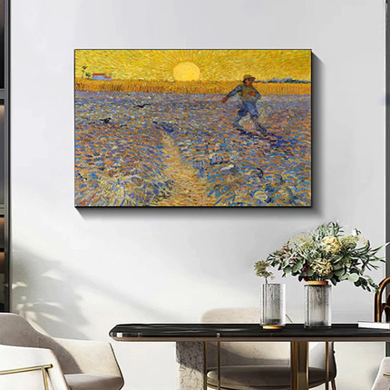 纯手绘油画梵高播种者印象装饰画轻奢卧室客厅手工挂画欧式风景画
