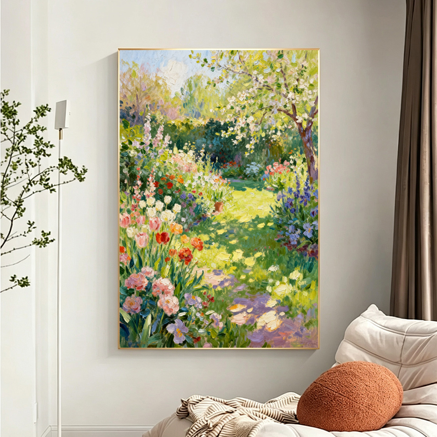 可班手绘油画锦苑安康玄关装饰画