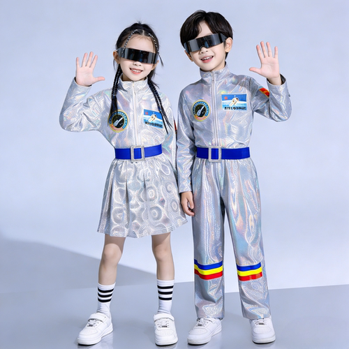 科技感儿童演出服机器人航空航天宇航员中小学生运动会团体表演服