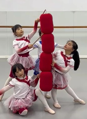 儿童演出服女红色灯笼道具舞蹈中国风喜庆群舞小荷风采灯火表演服