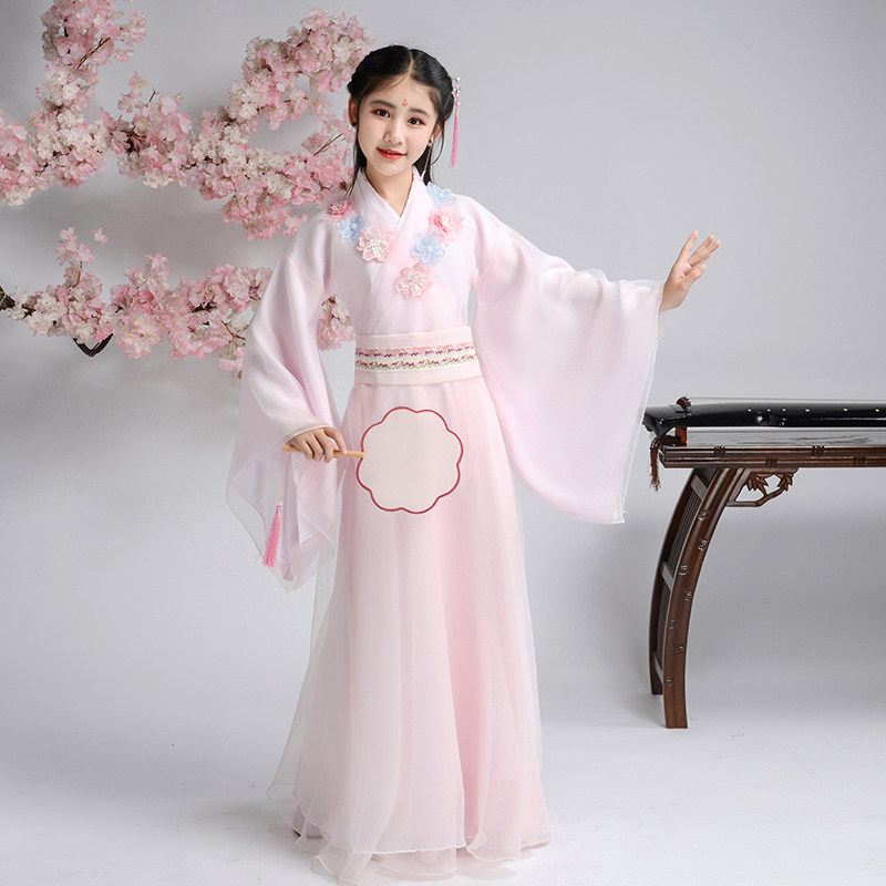 女童扶摇同款儿童古装演出服女汉服小孩中国风清新淡雅古筝仙女服