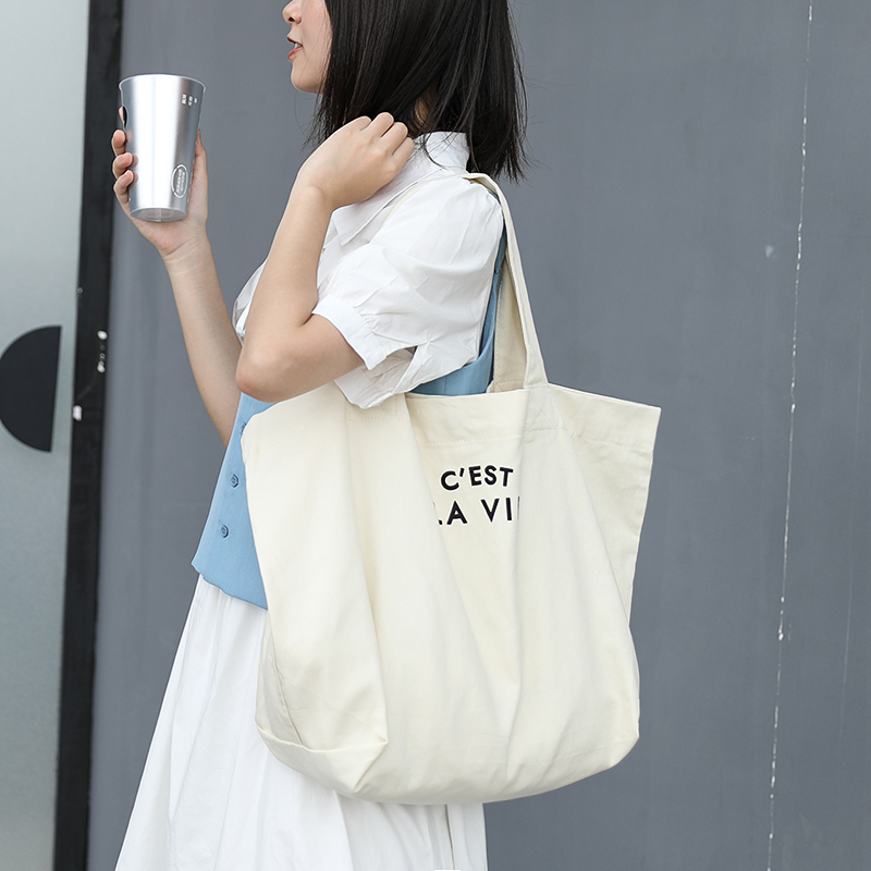 日系学院纯棉帆布托特包女大容量