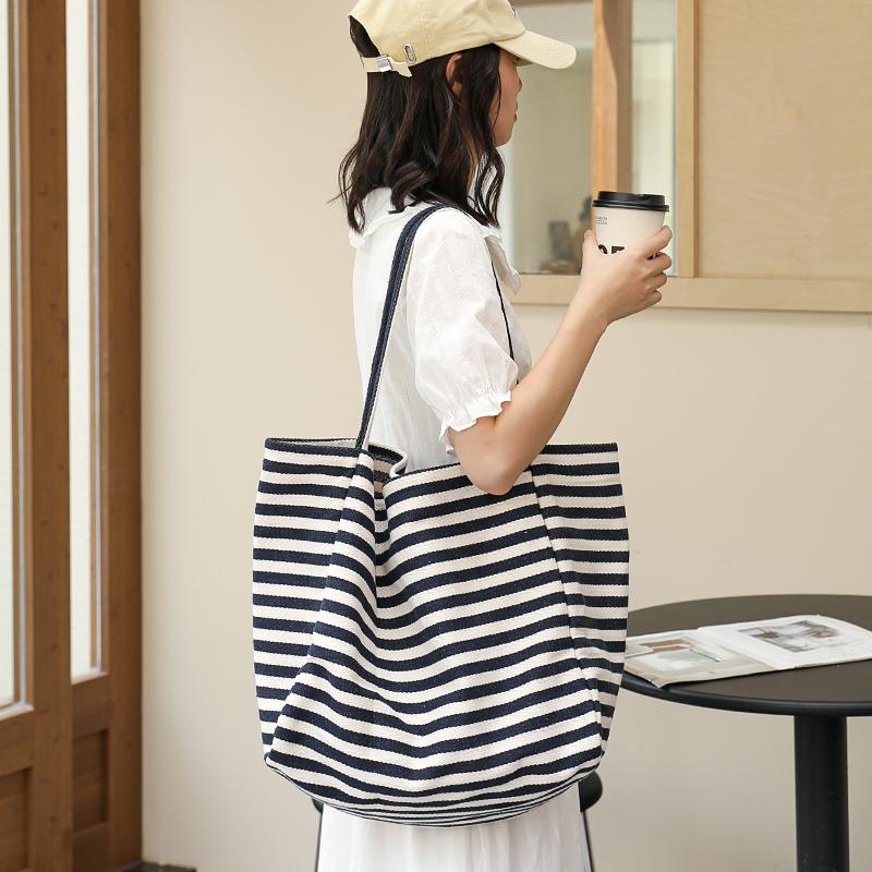 韩版休闲撞色帆布包学生单肩手提