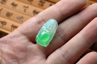 天然玻璃种佛公翡翠吊坠玉坠挂件项链 军夜是危青蒙