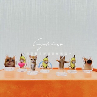 happy香蕉猫摆件学生礼物展示popo撅嘴猫表情包搞笑桌面装饰摆台