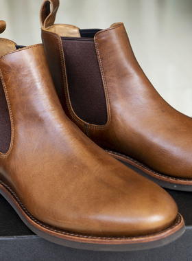 现货J.CREW主线KENTON双色牛皮男切尔西靴工装鞋CHELSEA RED WING