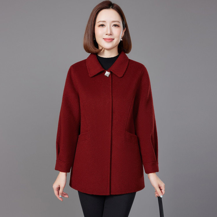 2026年新款中老年女装秋冬季外套中年喜婆婆气质妈妈羊毛双面大衣