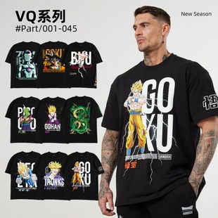 VANQUISH VQ高定美式宽松大码健身撸铁印花T恤纯棉圆领短袖上衣