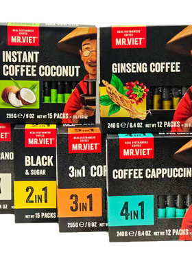 越南MR VIET黑咖啡二三四合一速溶咖啡饮品提神卡布奇诺椰子味