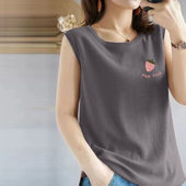 外贸出口纯棉大码 印花女士T恤衫 显瘦背心内搭吊带上衣洋时尚 无袖