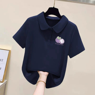 时尚 韩版 POLO衫 T恤女夏季 气质显瘦印花上衣 纯棉短袖 外贸原单女装