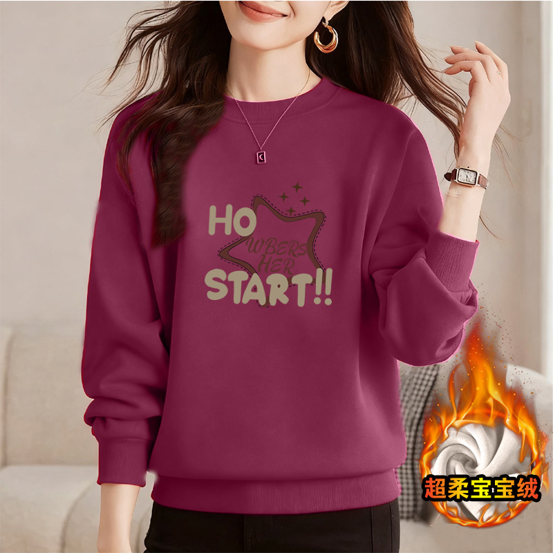 纯棉加绒卫衣女冬装新款