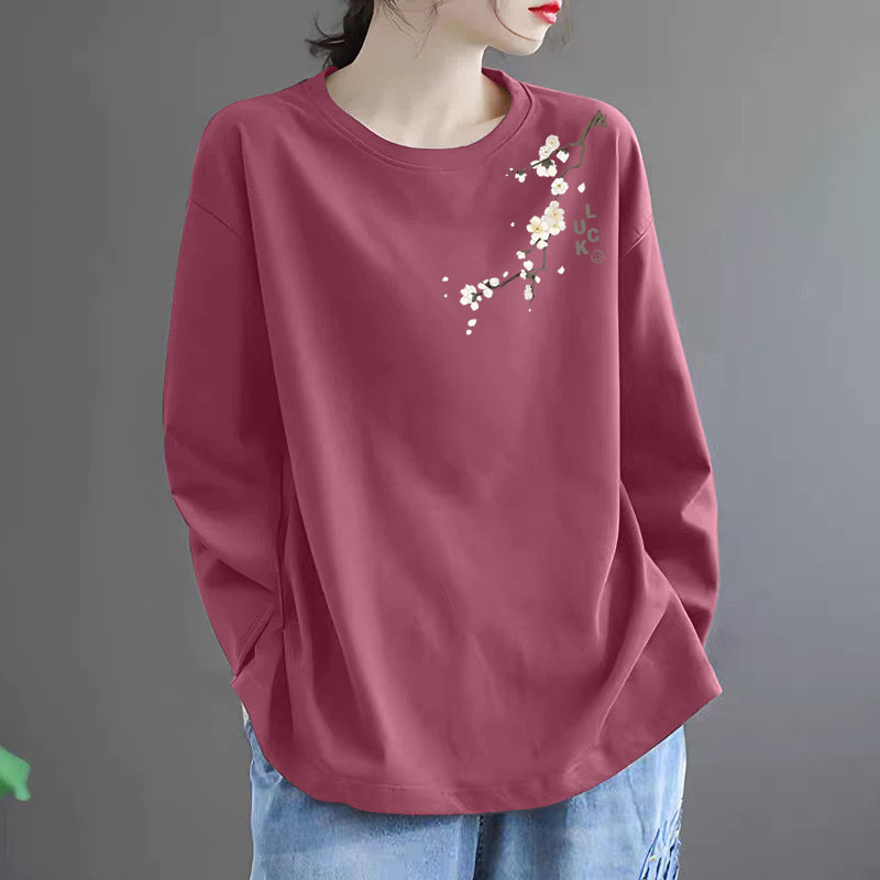 外贸清仓出口休闲减龄大码胖mm遮肚显瘦T恤女士纯棉长袖春秋上衣,女装/女士精品,大码内搭,淘宝优惠券,粉丝福利购,淘宝优惠卷