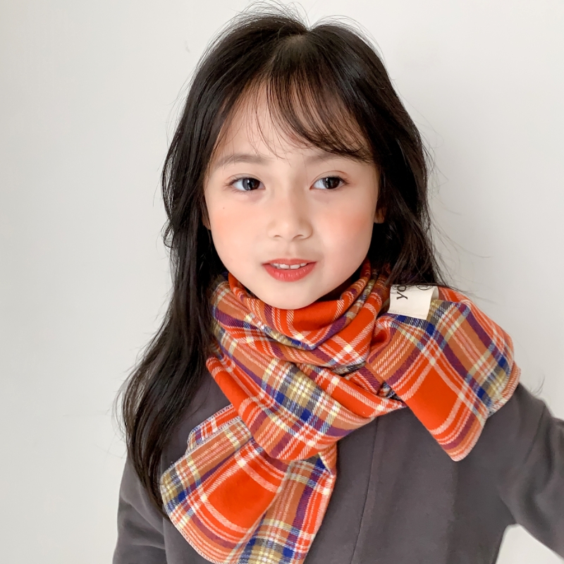 儿童格子围巾纯棉冬季薄款长款
