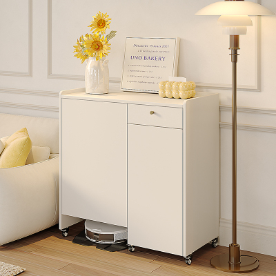 实木移动扫地机器人收纳柜置物架阳台客厅餐边柜子储物柜定制