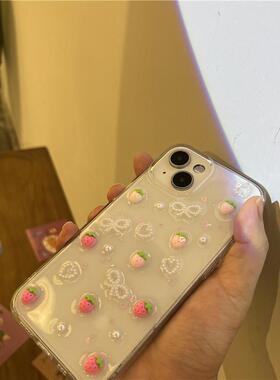 滴胶手机壳苹果13草莓复古冬天透明潮牌卡通女款高级感小众ins风创意个性小清新iphone16rpomax保护套新款