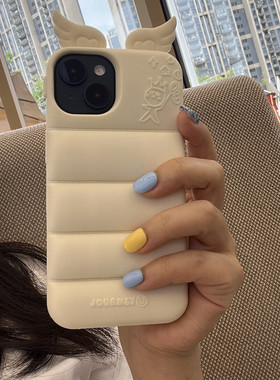 苹果13手机壳立体羽绒服夏天清新白色卡通可爱天使翅膀小众创意个性小清新女款硅胶新款iphone16promax保护套