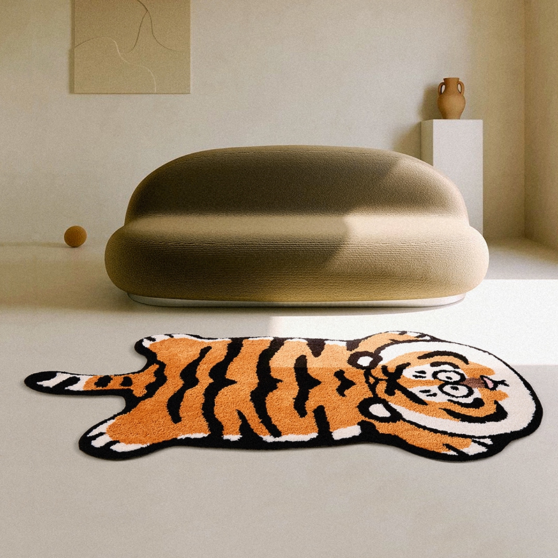 Cartoon Tiger Rug Non-Slip Bedside Carpet Absorbent Bathroom