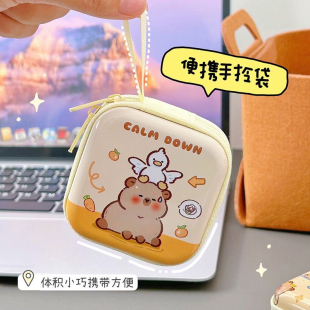随身携带 可爱卡通卡皮巴拉方形零钱包学生儿童迷你小钱包便携式