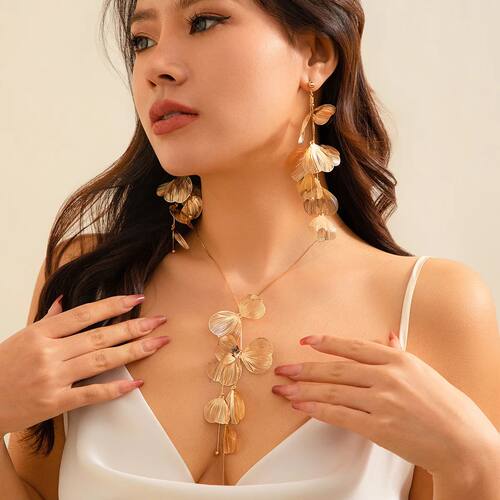 Luxury Ginkgo Leaf Tassel Necklace European and American Sty